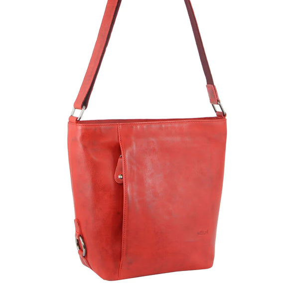 Milleni Ladies Nappa Leather Cross-Body Bag in Red